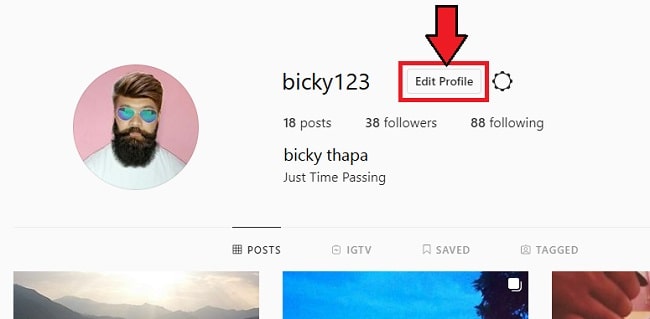 Instagram profile page 